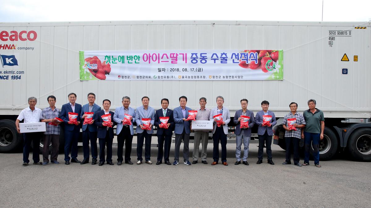 첫눈에반한 딸기 중동 첫 수출 선적식