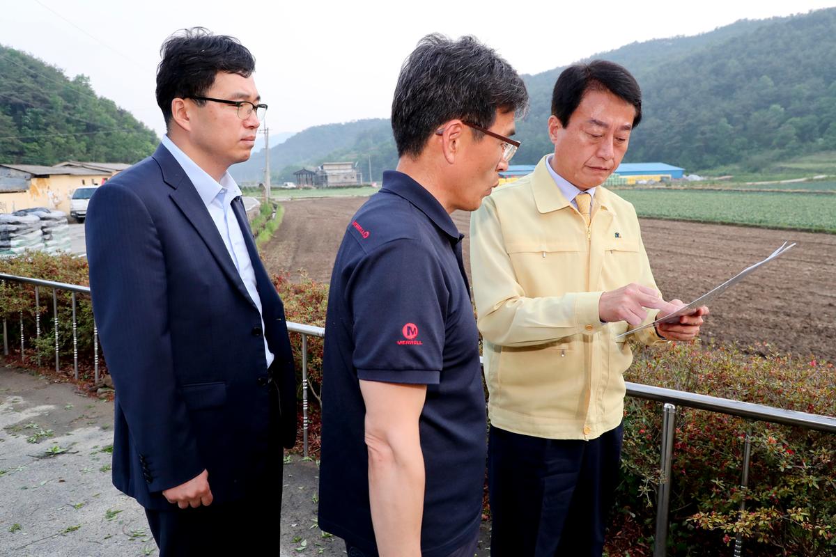 적중,쌍책,청덕 우박피해 현장 방문
