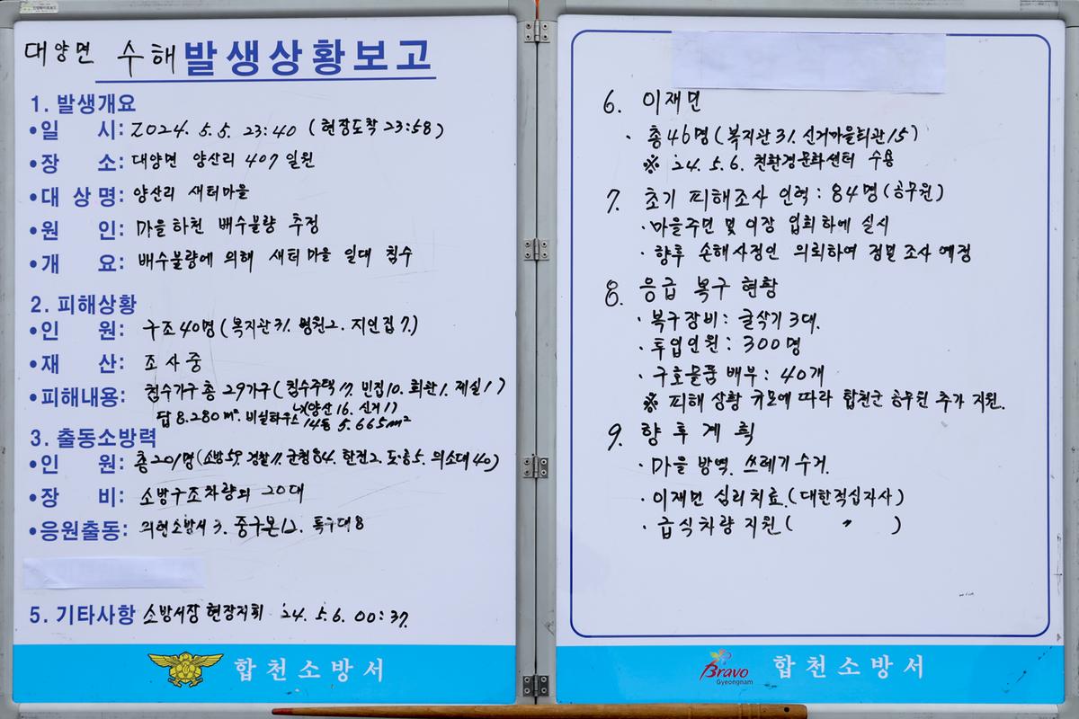 집중호우 대양면 수해 피해현장