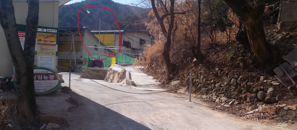 성림농장(돼지농장)안에 설치되어 있는 보안등