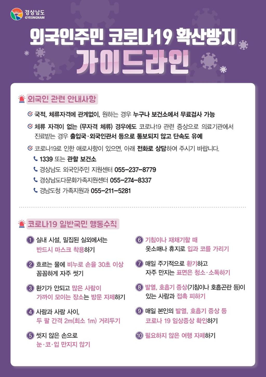 외국인주민 코로나19 방역 홍보물(국문)