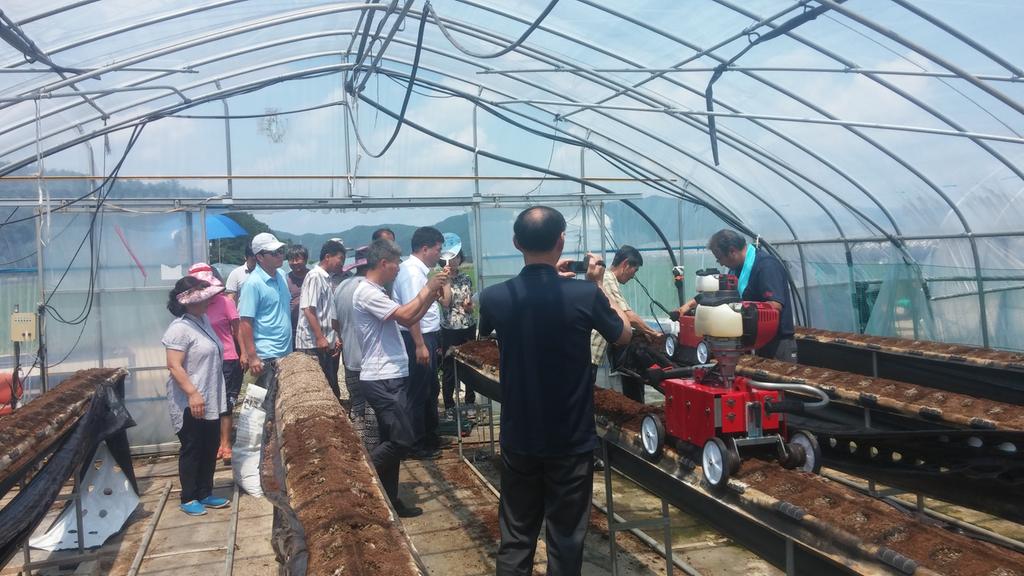 합천 율곡면 딸기고설재배 파쇄기 시연회 개최