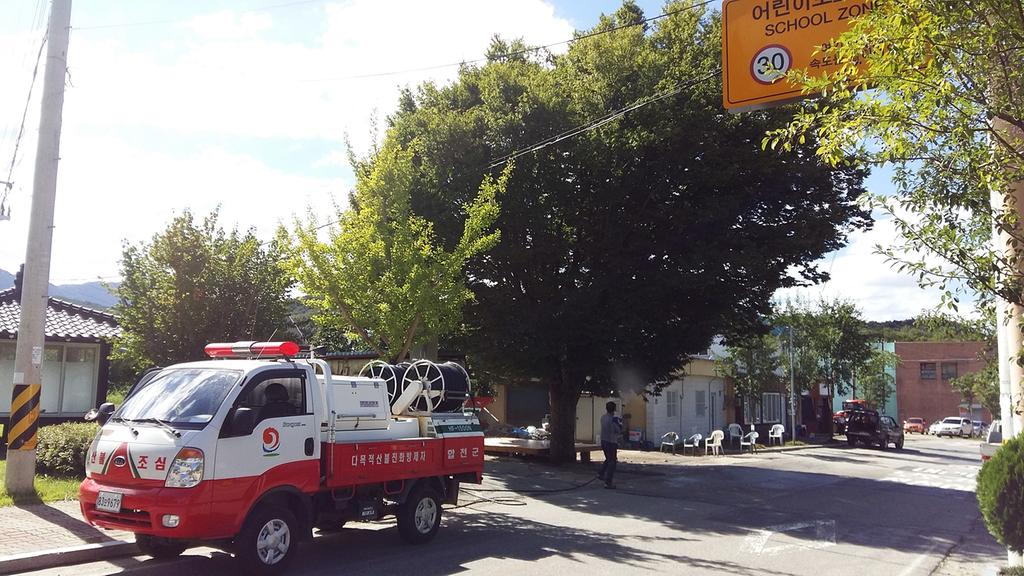 『쌍백면 마을 쉼터 나무 해충 방제실시』