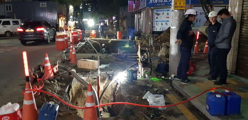 합천군, 상수도관 단수없이 이설 시공