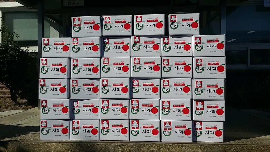 쌍백면사무소에 익명의 주민 사과 34박스 기탁