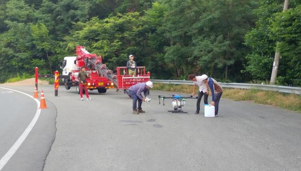 합천군, 무인드론 활용 소나무재선충병 방제