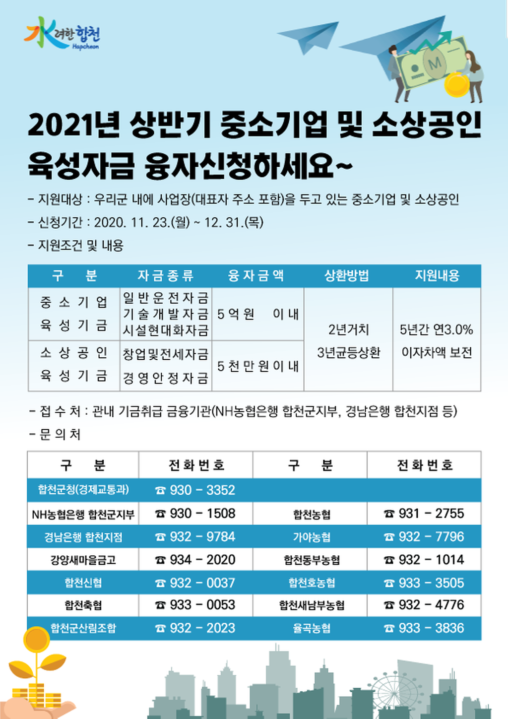 신청안내문 상반기 융자 신청 포스터