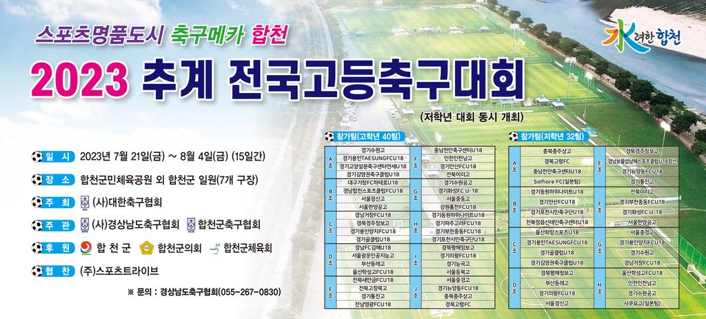 합천군, 2023 추계 전국고등축구대회 개최