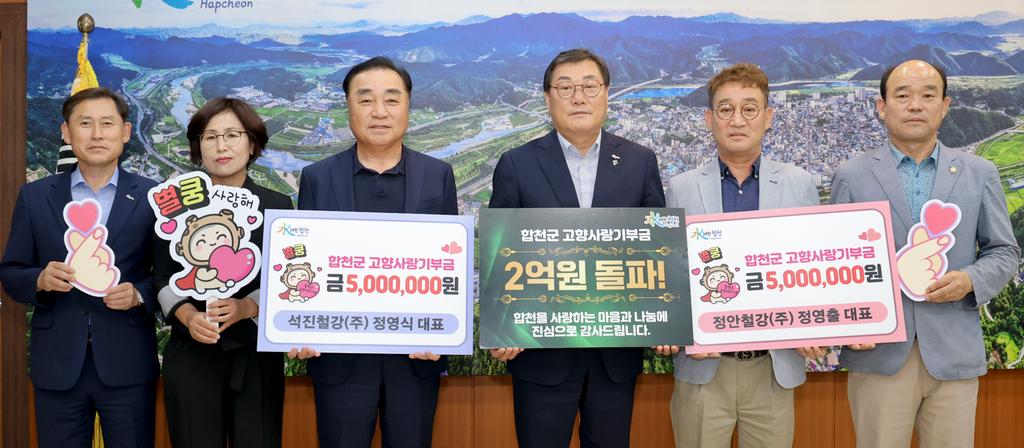 합천군, 고향사랑기부제 모금액 2억원 돌파