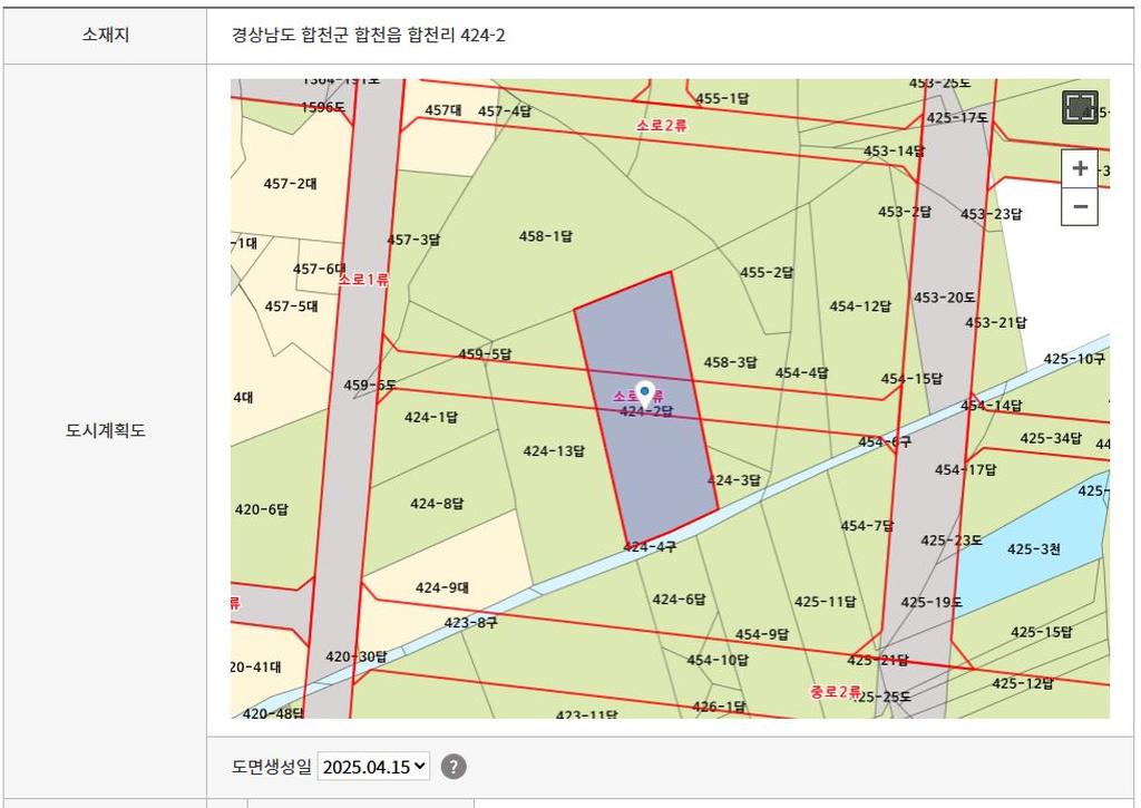 토지이용계획상 계획도로 현황 