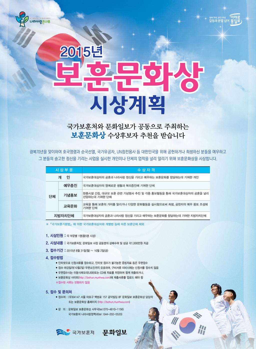 2015년 보훈문화상 후보자 추천