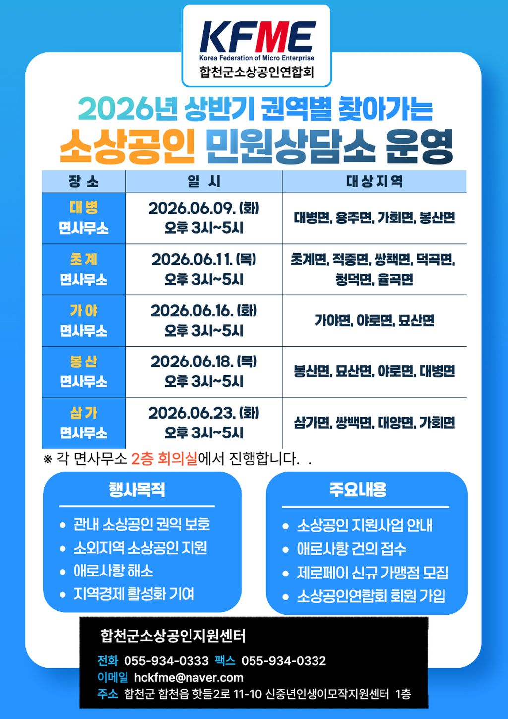 소상공인 민원상담소 운영 안내