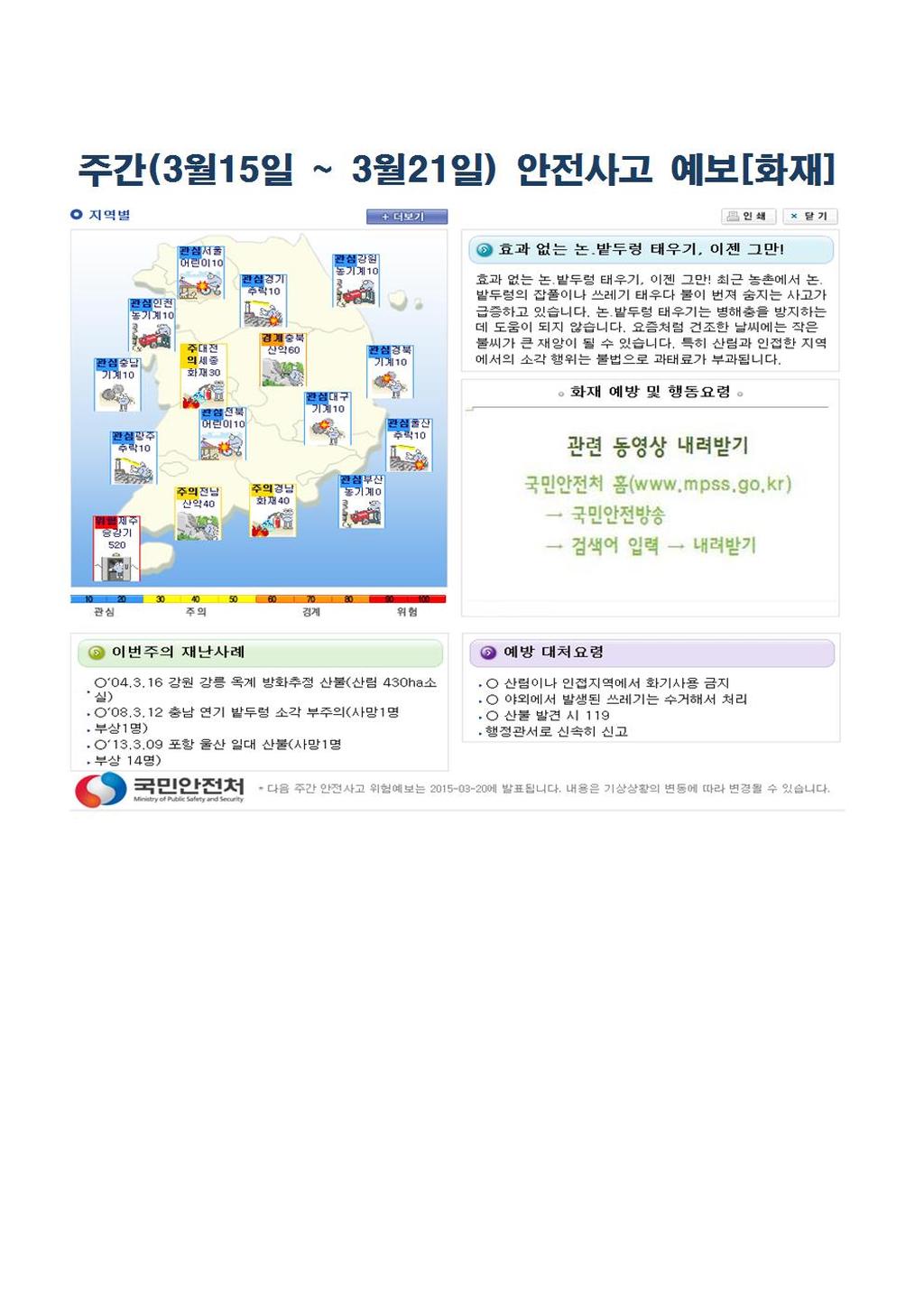 주간안전사고예보