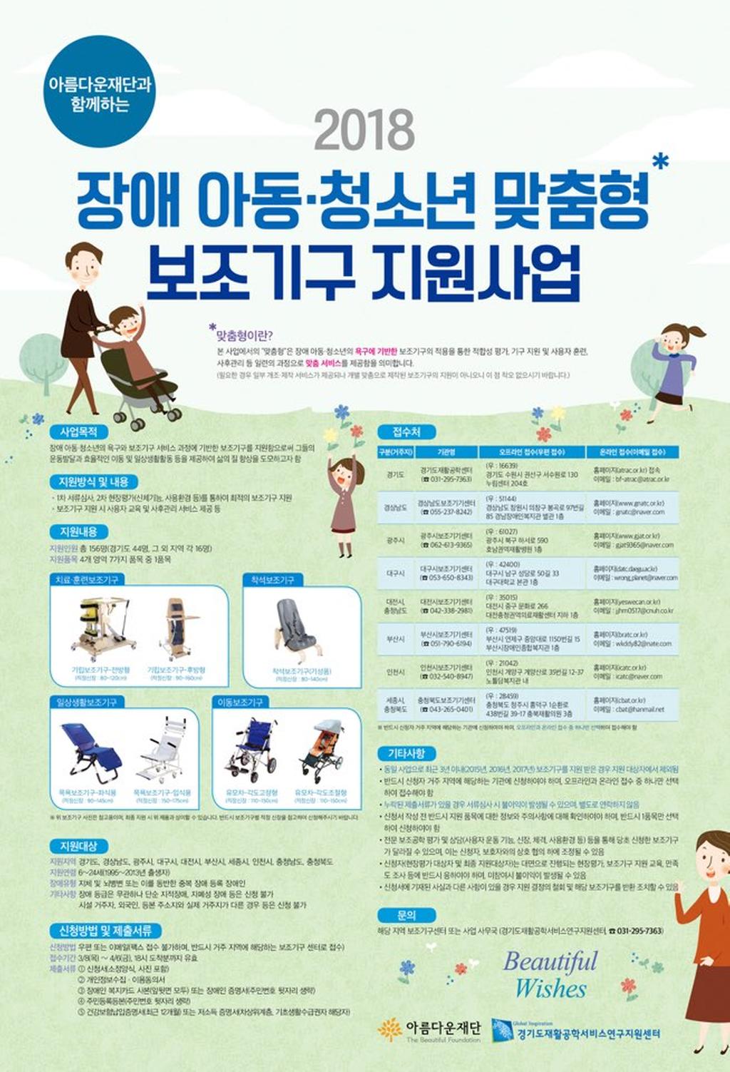 2018년 장애아동 맞춤형 보조기구 사업 안내