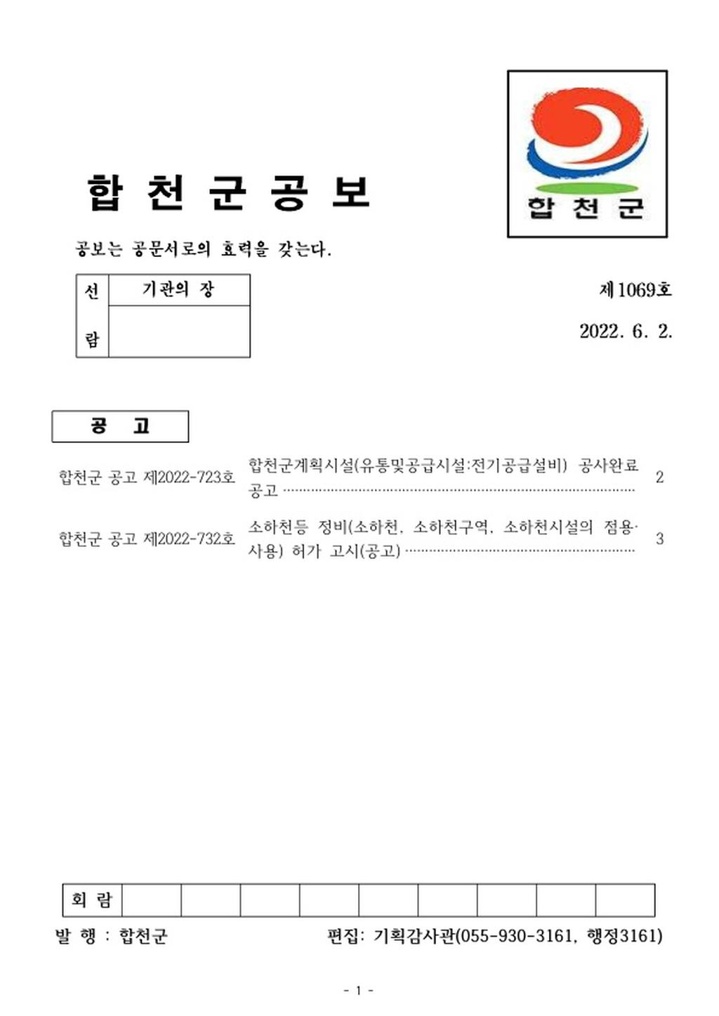 합천군 공보 제 1069호 